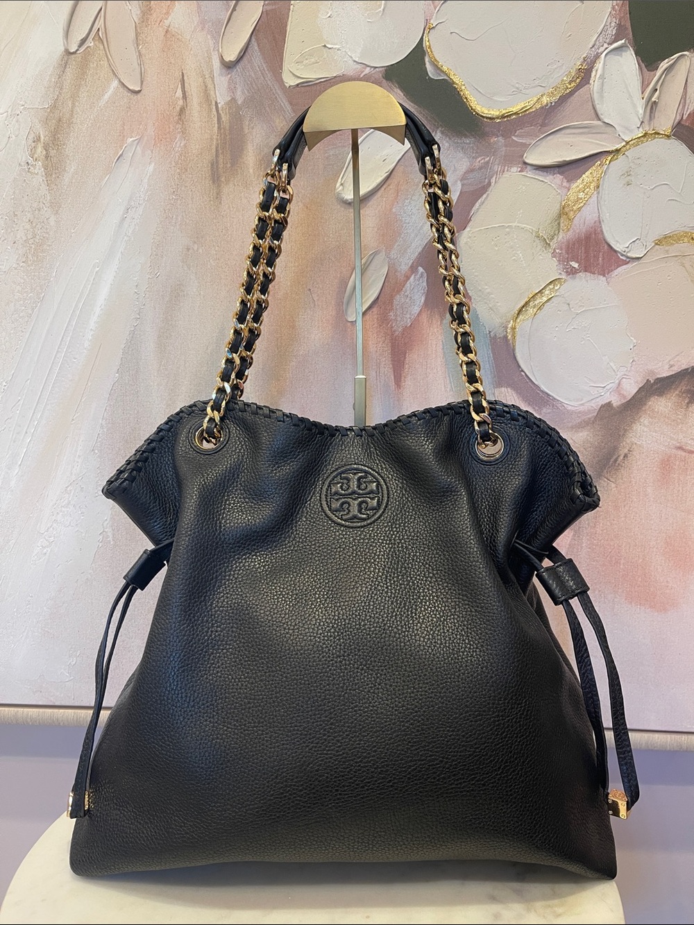 Tory Burch Black Leather Chain-Handle Shoulder Bag